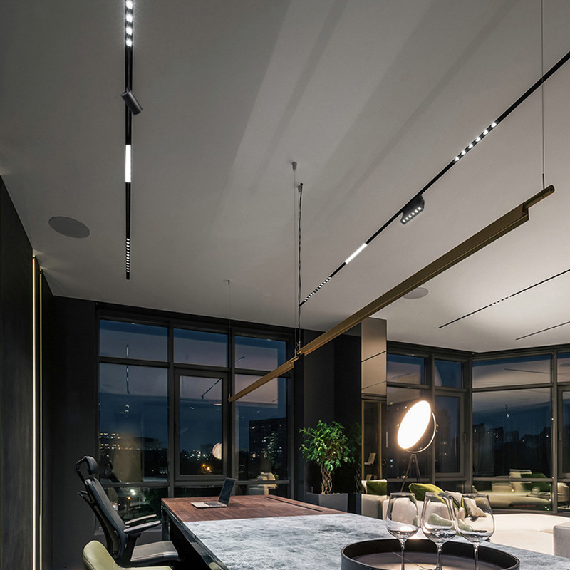 磁吸轨道灯嵌入式无边框射灯泛光线条灯客厅无主灯家用智能照明灯