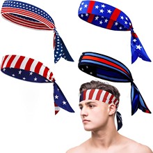 美国国旗独立日发带男士运动弹力头带女士时尚交叉宽头带吸汗发饰