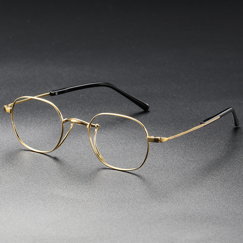 可调节中梁纯钛镜架复古日系手工ins风女全框椭圆近视小框眼镜框