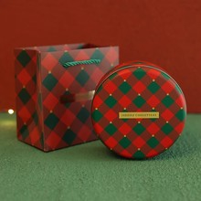 小号圆罐圣诞节包装曲奇饼干包装盒铁盒红色空盒子礼物盒糖果盒