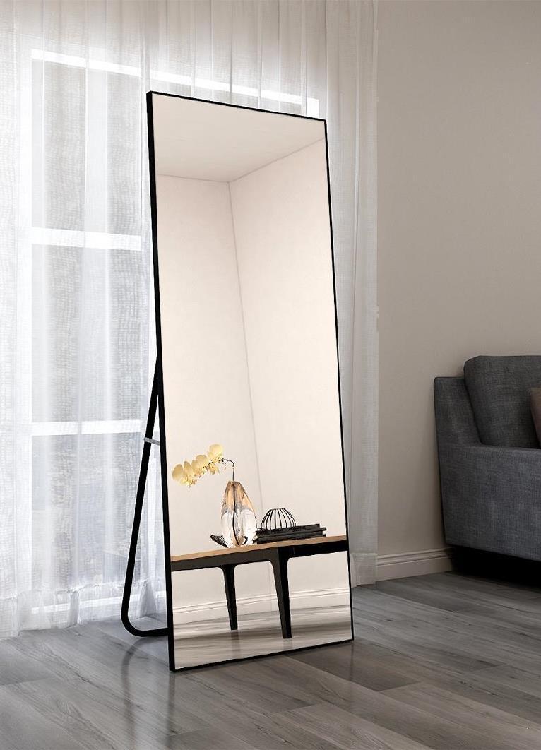 墙镜子真实仪容镜照衣境粘贴黑框一体时尚落地式全身镜门后办公室