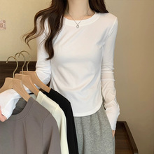 长袖纯棉正肩春秋打底衫胖mm加大码T恤女士加绒内搭显瘦冬季上衣