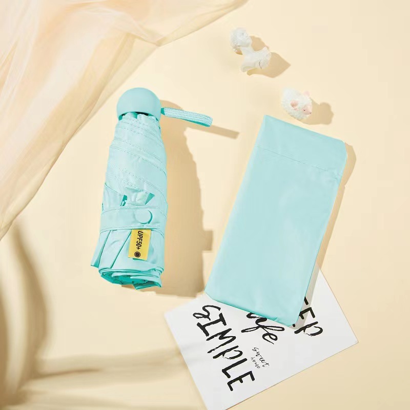 Five-Fold Umbrella Women's Summer Sun Protection Uv Protection Portable Pocket Vinyl Sun Shade Rain and Rain Dual-Use Mini Capsule Umbrella