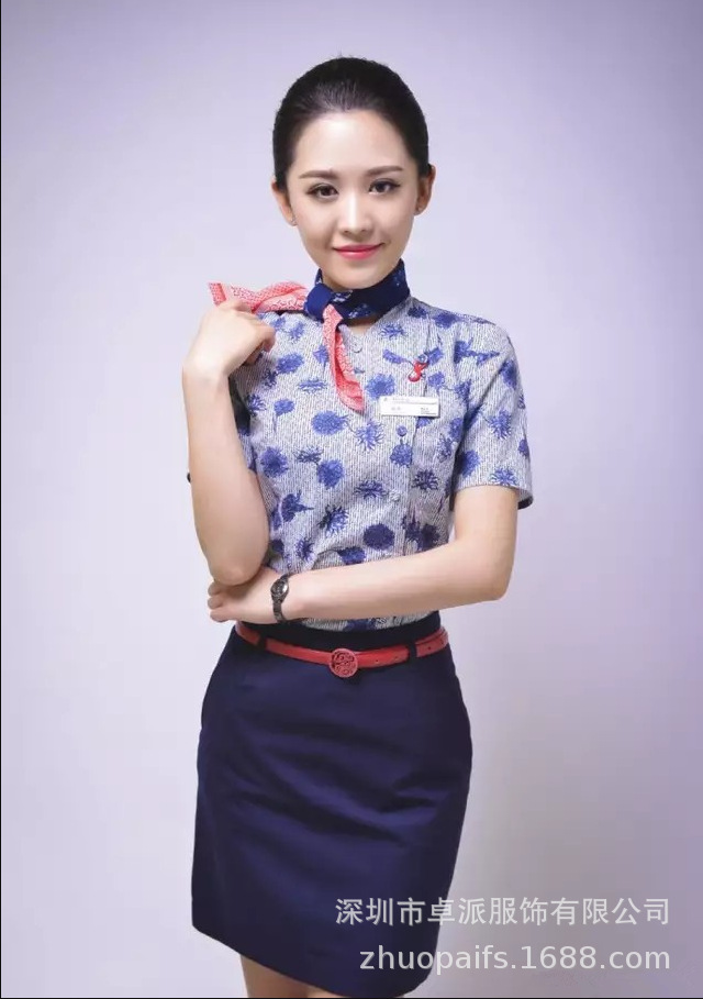 东航夏季航空制服美容院导购售楼珠宝销售员东航空姐制服职业衬衫