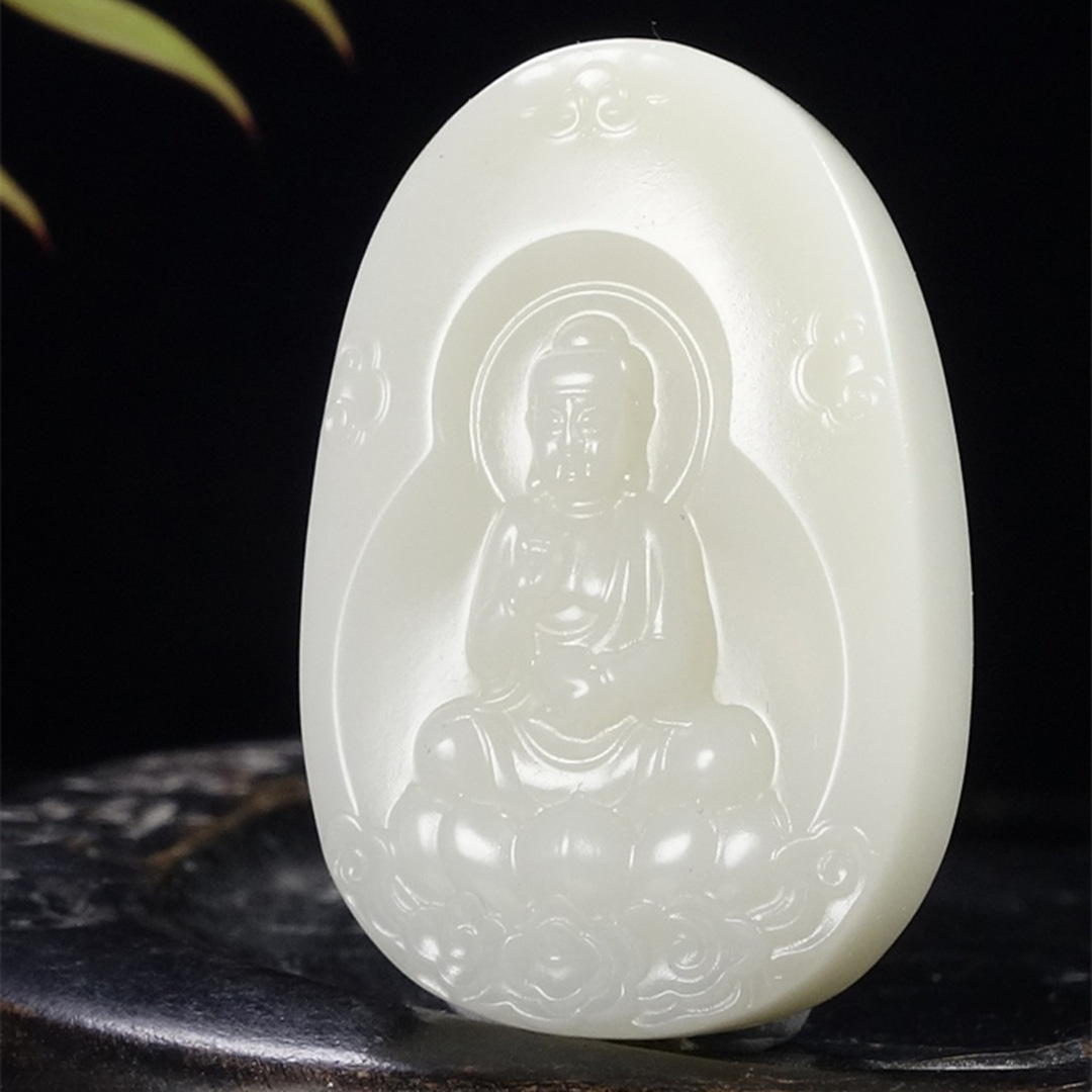 白玉玉佛吊坠新疆和田玉大日如来玉牌男士平安牌生肖守护神挂件男