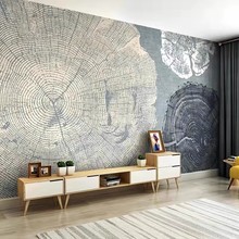 北欧现代抽象壁纸复古风线条年轮墙纸客厅电视背景墙卧室无缝墙布