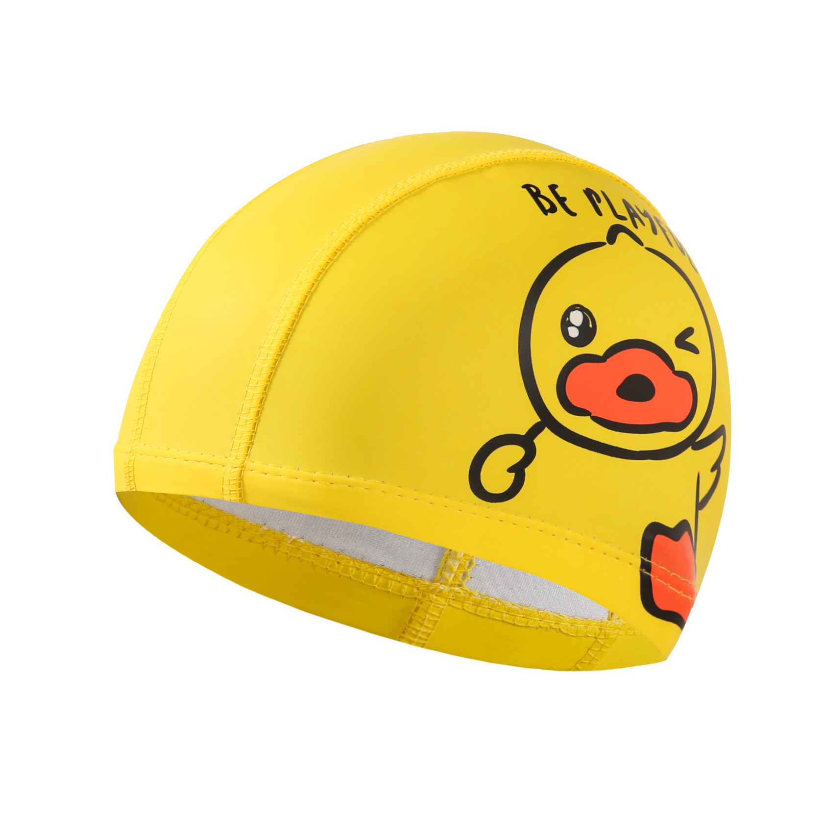 New Hot Printing Logo Children's Small Yellow Duck Swimming Cap Waterproof Pu Coating Swimming Cap Cute Cartoon Swimming Cap Wholesale