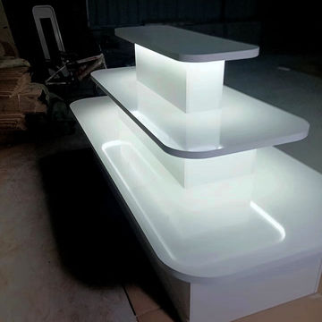 新款中岛柜网红直播展厅多层货架商场店面卖场双面展示台带灯