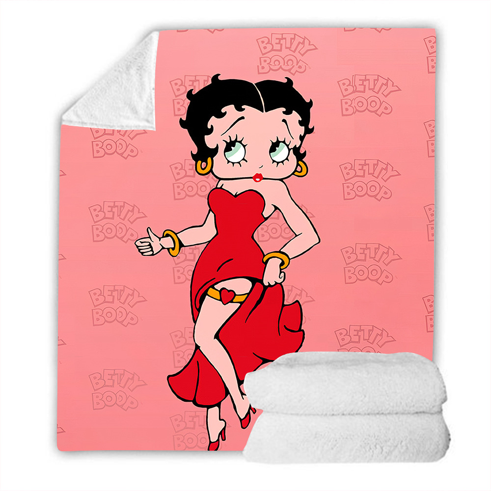 亚马逊跨境贝蒂bettyboop热转印毛毯 法兰绒毯子羊羔绒沙发盖毯