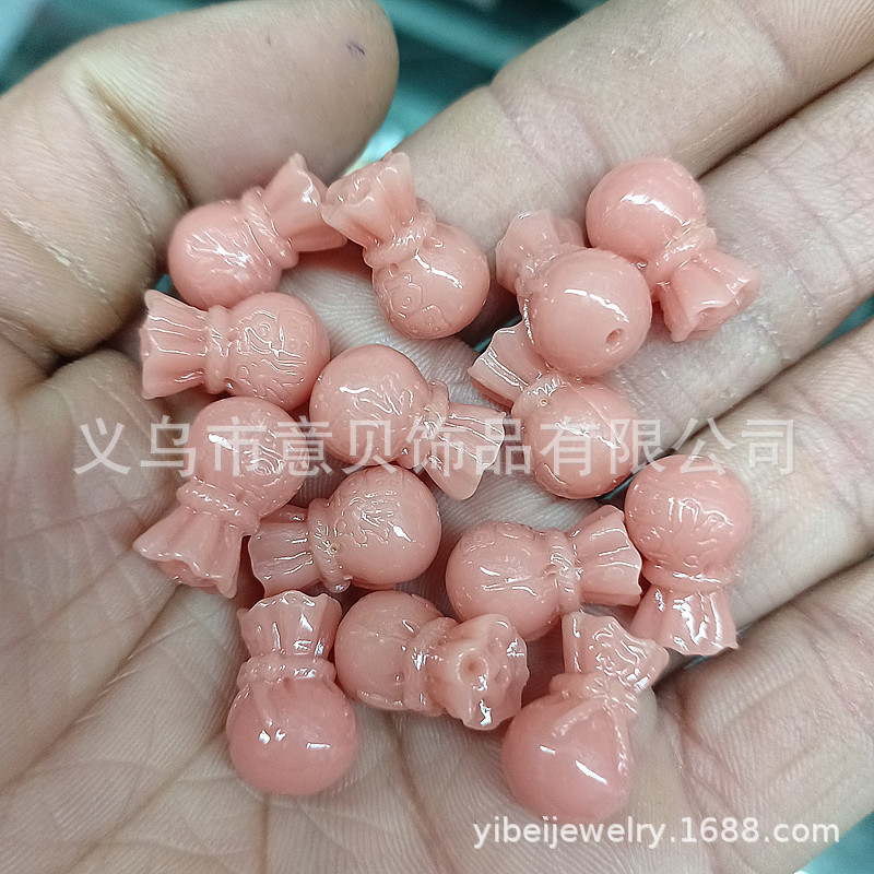 Candy Color Carved Shell Beads Lucky Bag 11 X17mm Purse Pink Pressure Spacer Beads Bracelet Necklace DIY Ornament Accessories