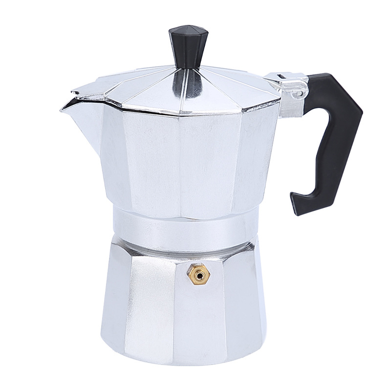 Cross-Border Hot Italian Aluminum Moka Pot Continental Coffee Appliance Octagonal Mocha Coffee Pot in Stock Wholesale