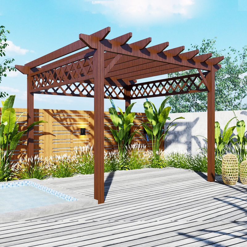 防腐木葡萄架庭院碳化木长廊户外凉亭别墅室外廊架露台爬藤架花架