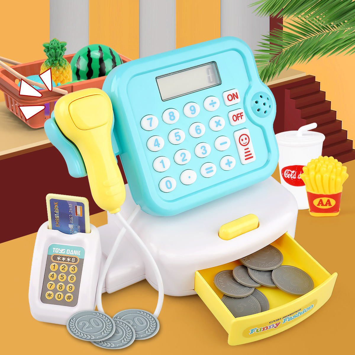 儿童收银机玩具幼儿园机仿真娃娃家收银台市收营员收银一体套装