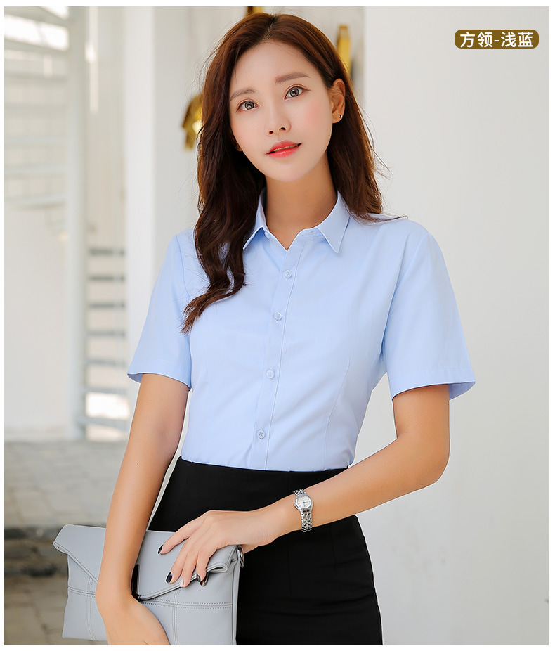 女士短袖衬衫修身职业商务装ol大码酒店上班工作服女装半袖白衬衣