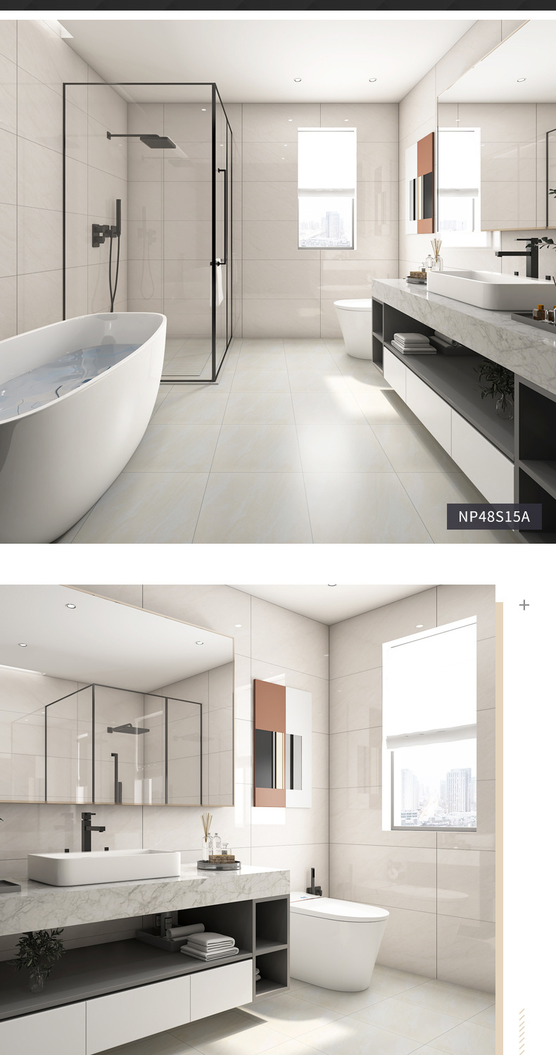 厂家直销全瓷通体大理石中板400x800高级灰卫生间瓷砖防滑砖400