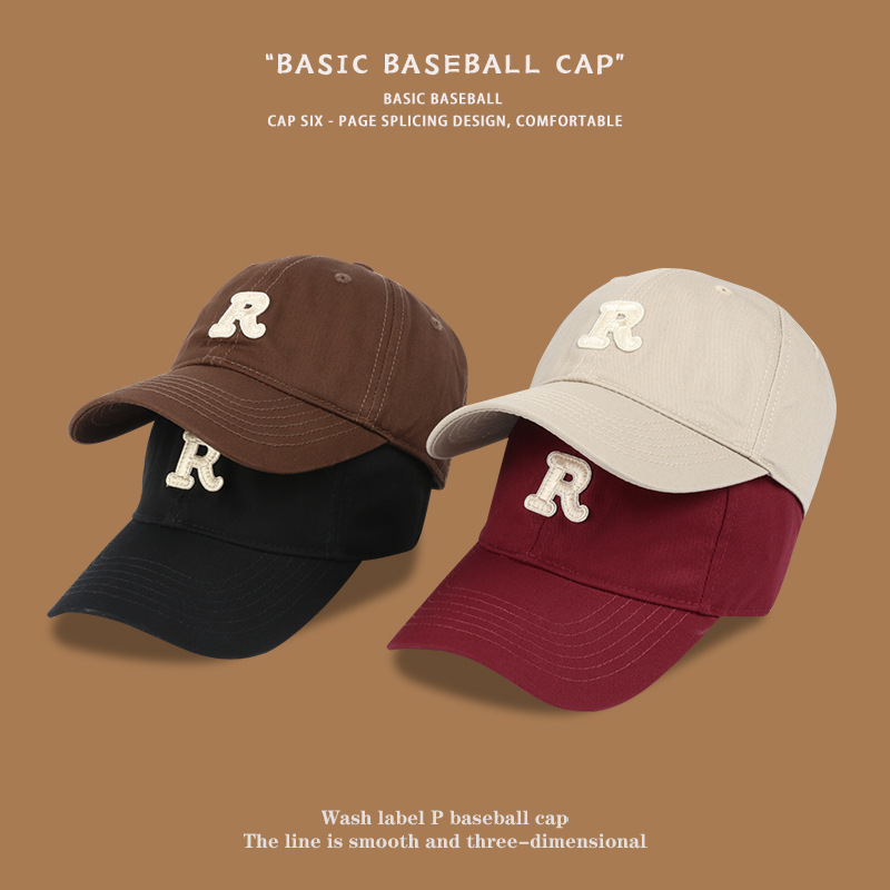 R Standard Big Head Circumference Baseball Hat Men's Spring and Summer Japanese Fashion All-Match Peaked Cap Women's Sun Protection Sun Hat Face-Looking