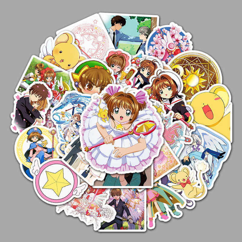 50张动漫动画百变小樱可爱个性涂鸦贴画行李箱滑板车汽车外贸贴纸