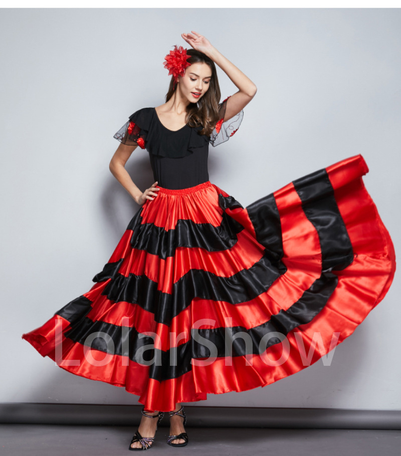 西班牙斗牛舞裙子肚皮舞裙成人套装开场舞弗拉明戈半身舞蹈大摆裙