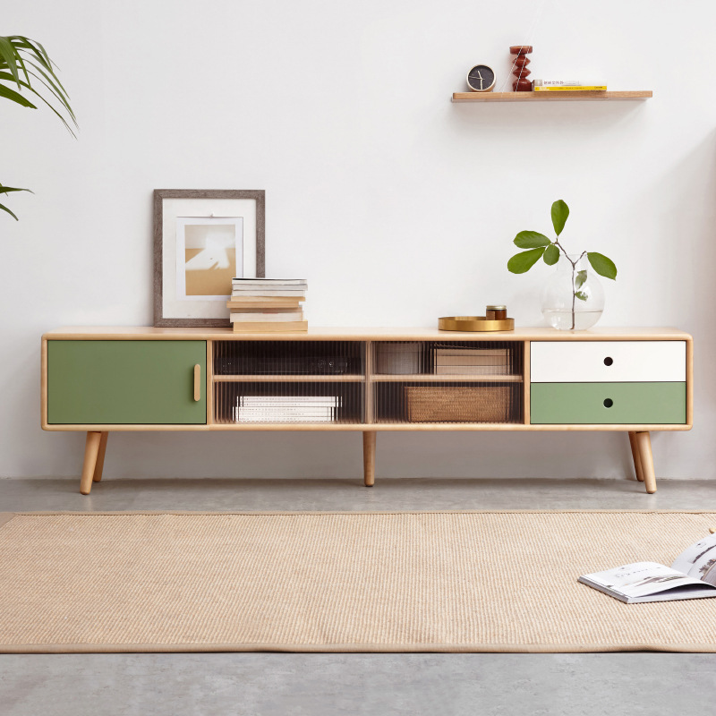 全实木电视柜简约现代山毛榉木地柜北欧小户型客厅储物柜