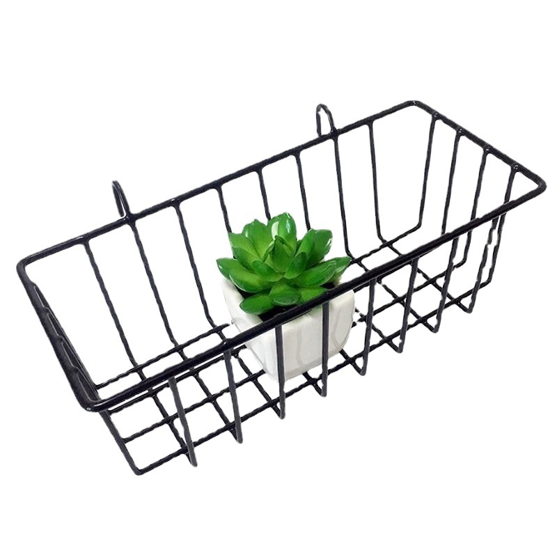 Wire-Wrap Board Hanging Basket Wrought Iron Grid Square European Ins Dormitory Girl Wall Decoration Photo Clip Decorative Shelf