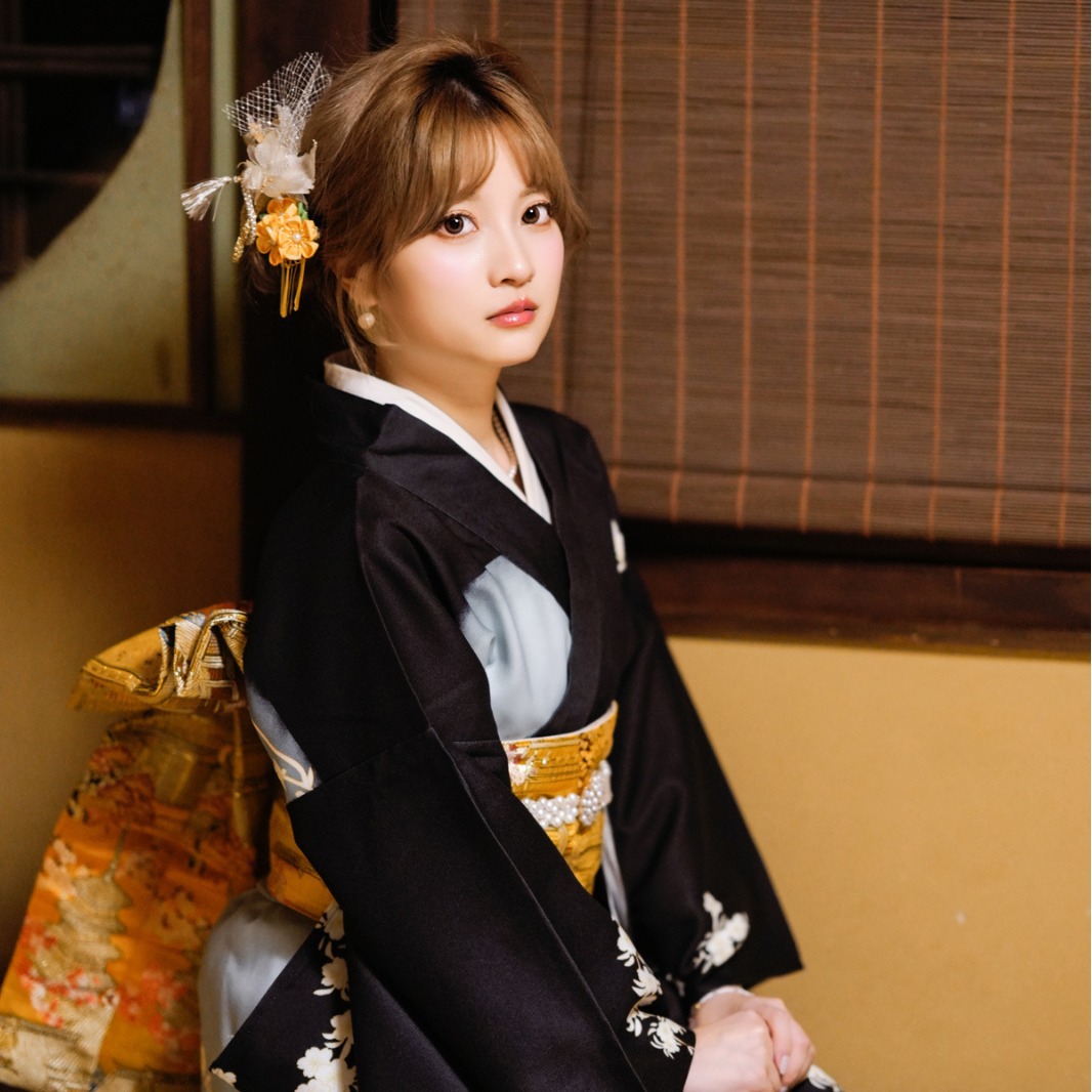 跨境 日本和服女传统黑色定位印花访问和服正装黑留袖-阿里巴巴