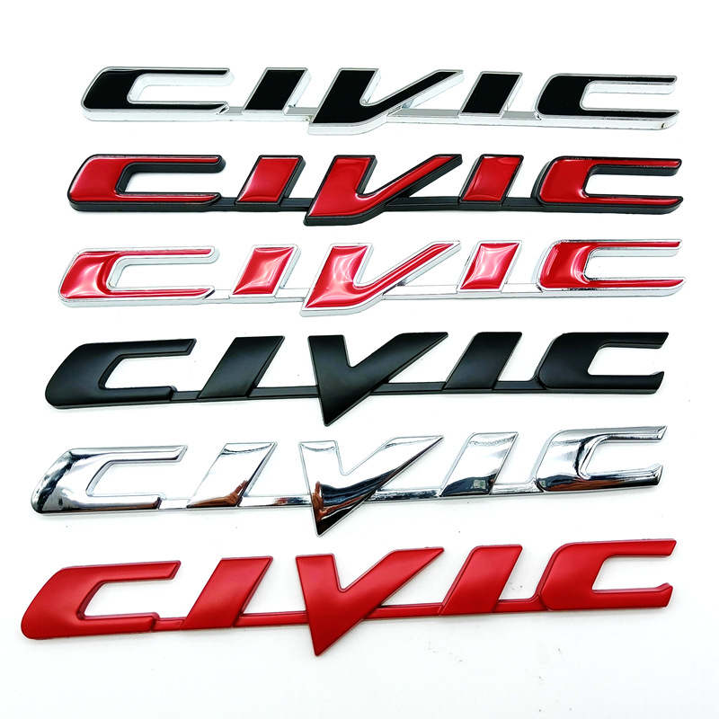 适用于思域civic字母车标个性改装汽车金属车贴尾标车身贴装饰标