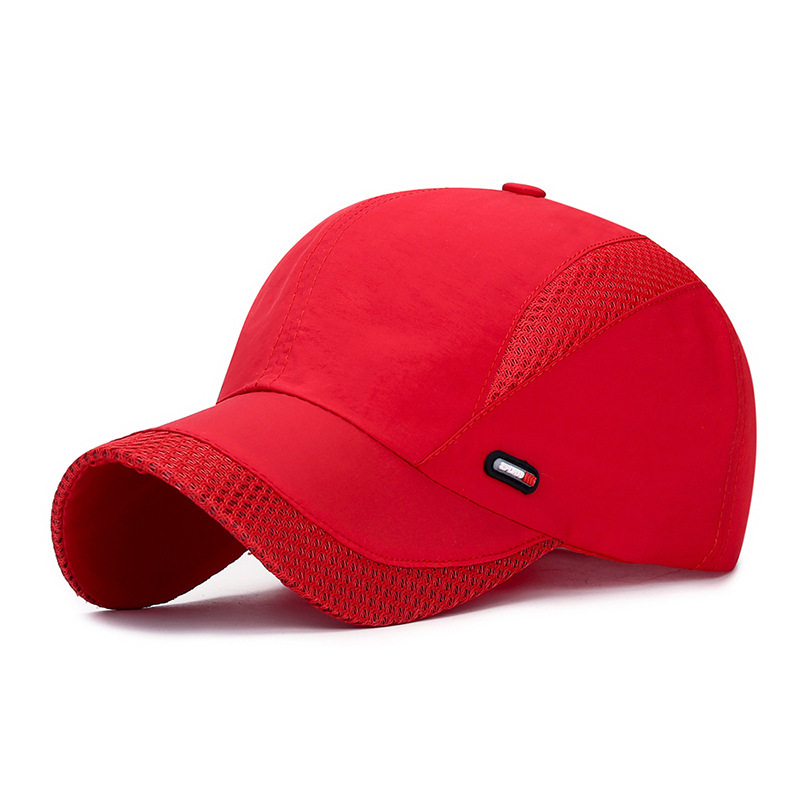 Summer Breathable Mesh Quick-Drying Hat Outdoor Sports Sun Hat Red Leather Standard Sun Protection Sun Couple Hat