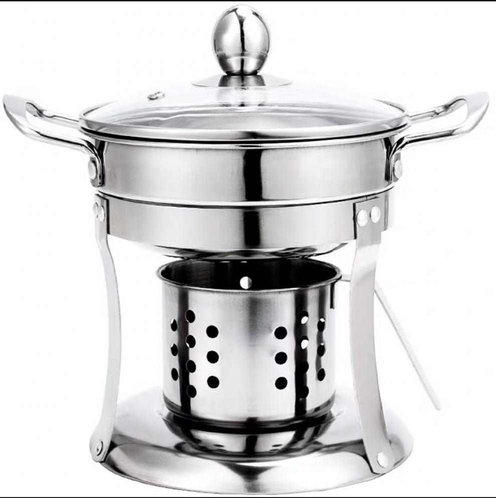 小火锅炉环保酒精304不锈钢单人酒精炉小火锅自助外卖锅一人一锅