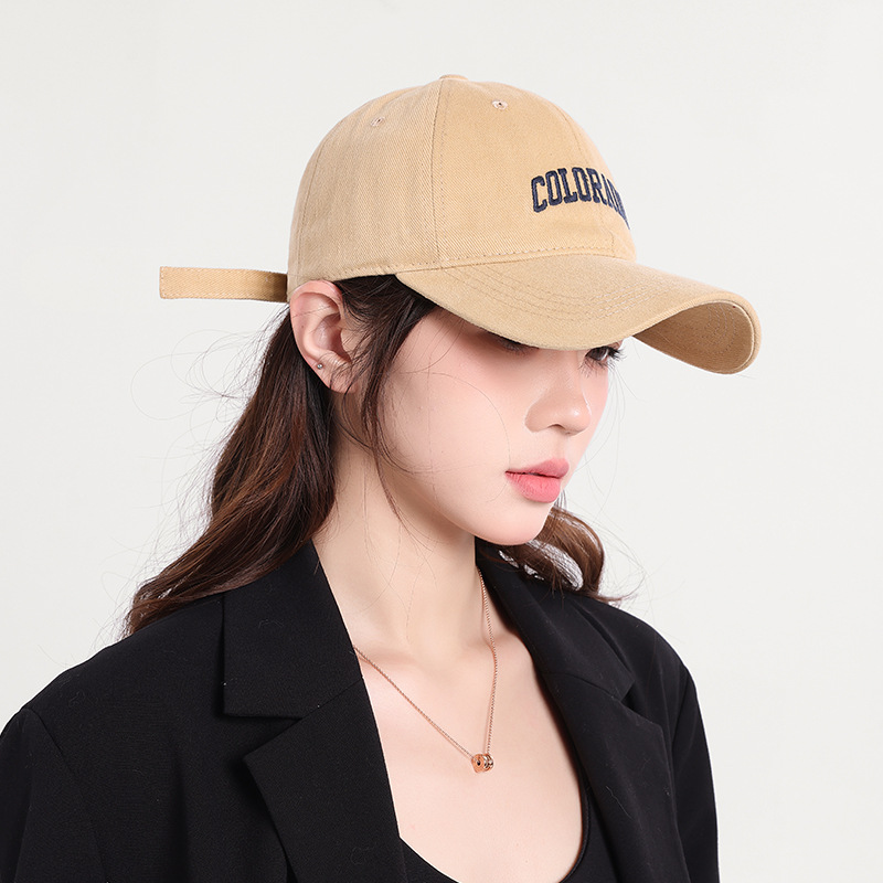 Baseball Cap Women's Deep Top Big Head Circumference Hat Letters Show Face Little Wild Embroidered Wide Brim Sun-Proof Peaked Cap Men's Trendy