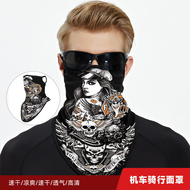 Summer Harley Motorcycle Riding Ear-Hanging Triangle Face Towel Outdoor Mountaineering Lure Fishing Sunscreen Mask Sports Neckerchief Cover