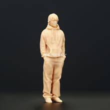 A236范特西周杰伦1:64微缩人偶模型1:43树脂白模沙盘公仔场景摆件