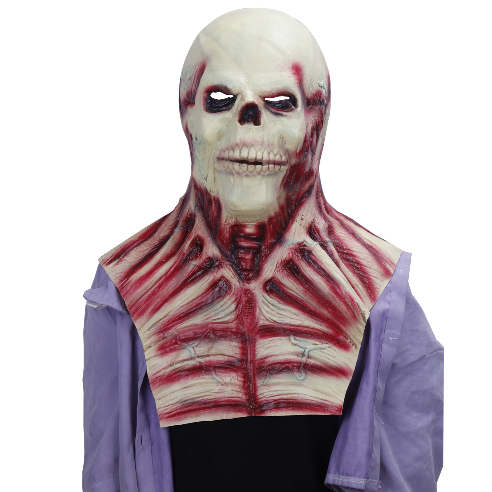 化装舞会演出道具幽灵神探海盗面具头套 万圣节恐怖吓乳胶面具cos