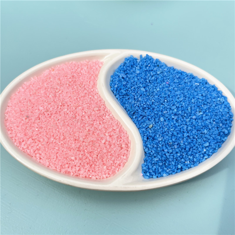 粉色沙子网红沙染色彩砂烧结彩砂造景人造沙滩沙石砾石地坪景泰蓝