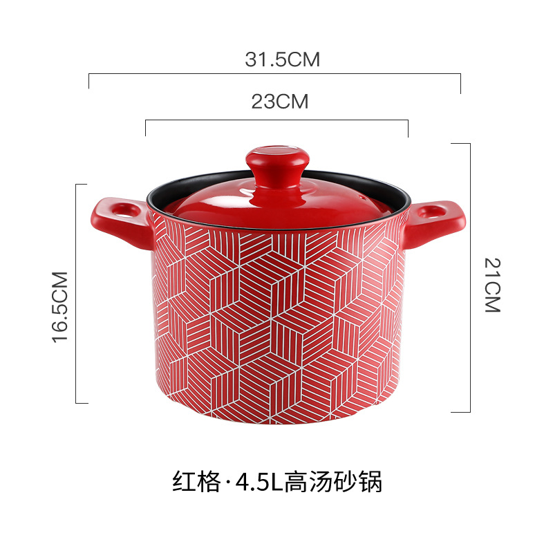 Red Casserole/Stewpot Household Gas Stove Special High Temperature Resistant Ceramic Chinese Casseroles Claypot Rice Soup Dry Stew Pot