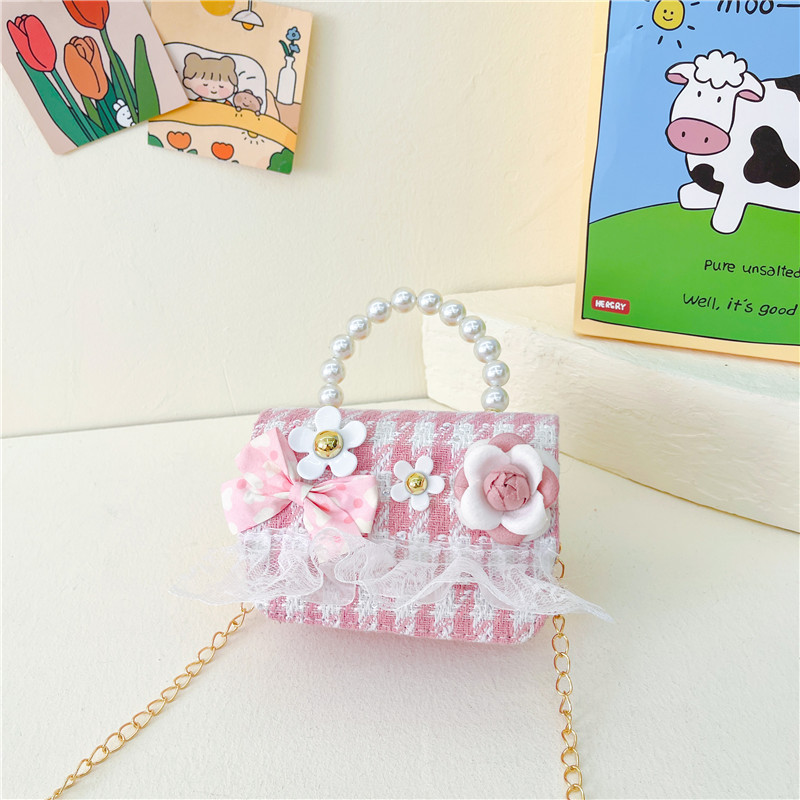 2023 New Small Flower Bow Accessories Children's Bag Fashion All-Match Girl's Crossbody Bag Little Girl Handbag