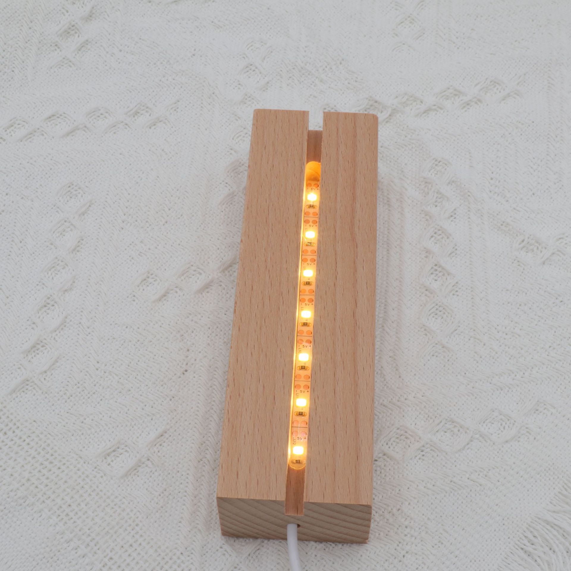 Wooden Luminous Base Diy Strip Slot Acrylic Small Liquor Bottle Led Small Night Lamp Wood Lighting Ornaments with Switch