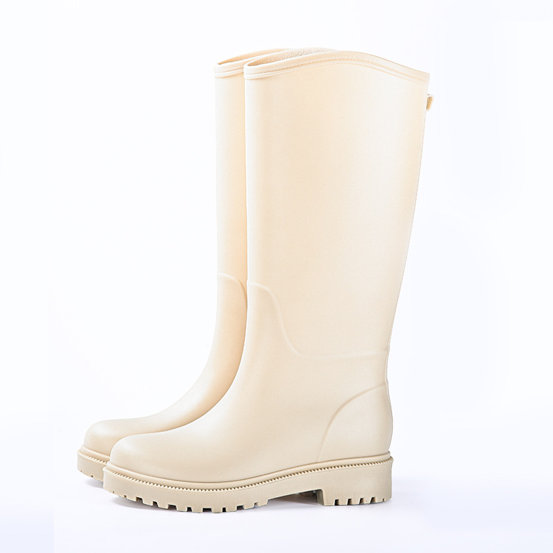 New Korean Style Knee-High Rain Boots Women's Fashionable All-Match Non-Slip Waterproof Rain Boots for Adults Water Shoes Rubber Shoes Wholesale