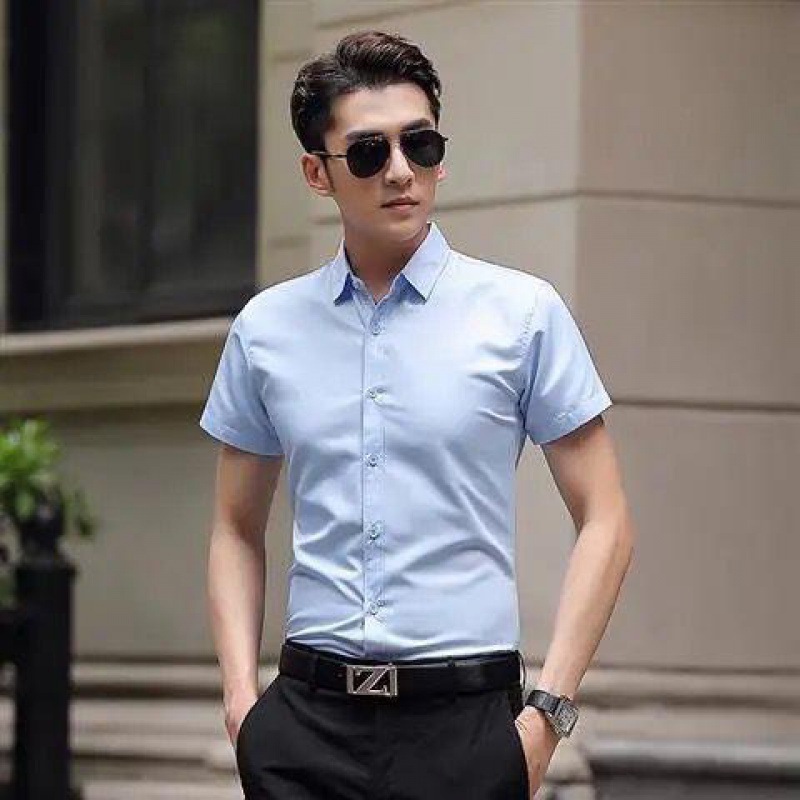 White Shirt Short Sleeve Men Clothing Men's Slim-Fitting Workwear Professional Color Business Formal Wear with Pocket Shirt Men's Wear Shirt Non-Ironing