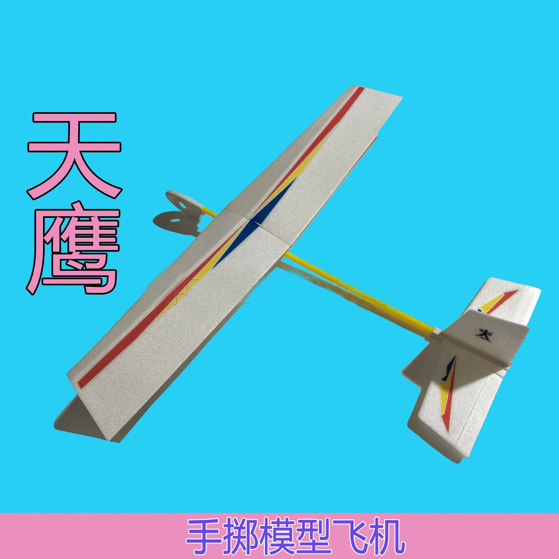 天鹰新款手掷手抛泡沫飞机航模儿童益智玩具拼装模型diy滑翔机