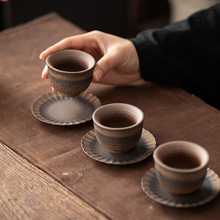 复古粗陶莲花杯垫陶瓷功夫茶具配件茶杯托日式壶承隔热茶垫子零配