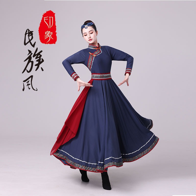 新款蒙古舞蹈服装演出服女现代民族风内蒙古族草原舞蹈服饰夏短款