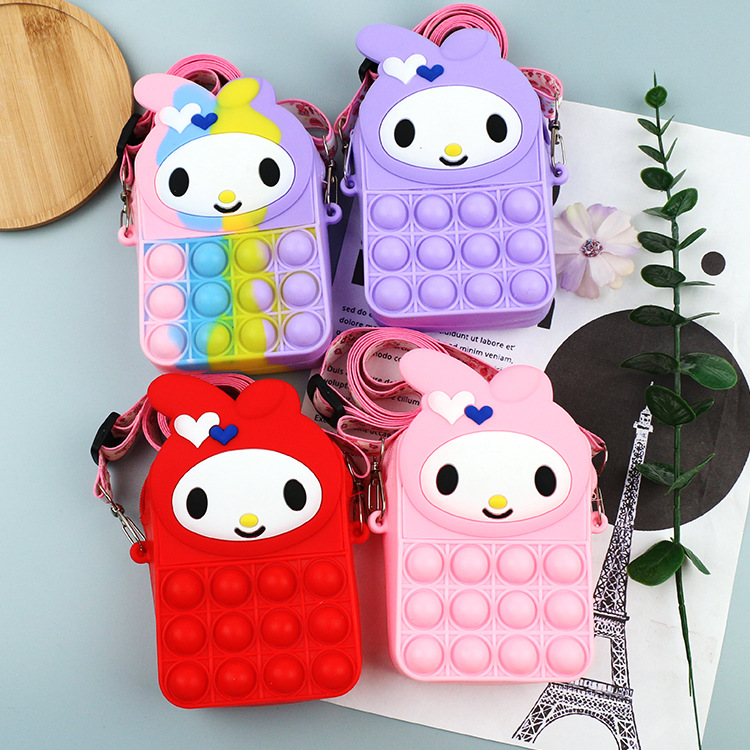 melody silicone bag coin purse female creative mini silicone zipper earphone bag candy color handle with key bag