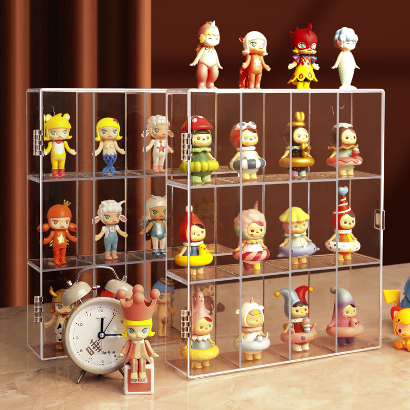 盲盒收纳展示架子公仔挂墙亚克力透明柜防尘泡泡玛特娃娃手办立牌