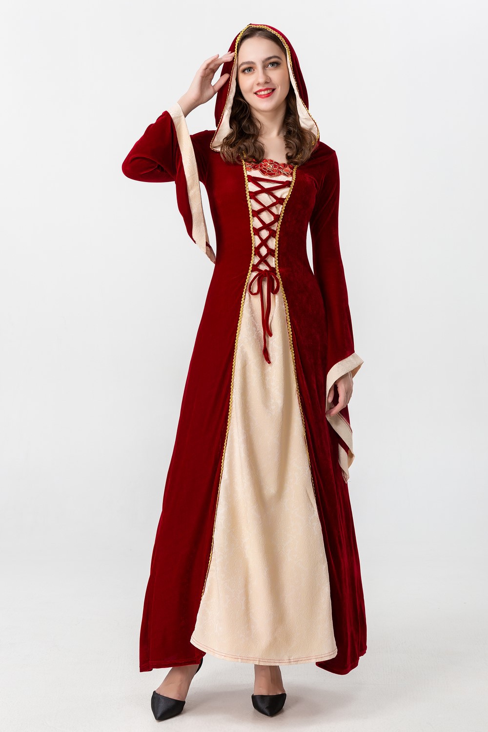 万圣节儿童服装小红帽复古欧式长袖中世纪服宫廷风吸血鬼亲子装