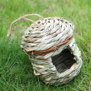 跨境草编鸟窝保暖透气鸟巢编织鸟笼户外园林装饰草窝挂窝小宠用品