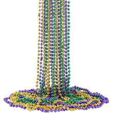 新奥尔良狂欢节黄绿紫三色电镀塑料珠子项链Mardi Gras项链珠链