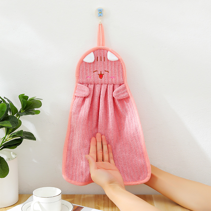 Cross-Border Microfiber Hanging Cartoon Cute Animal Hand Towel Kitchen Bathroom Hand Cleaning Cloth Absorbent Quick-Drying Towel