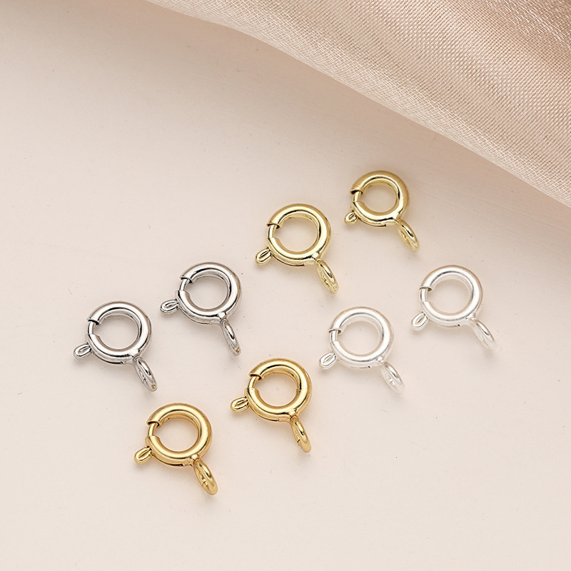 镀18k真金圆形弹簧扣手工材料diy项链手链收尾连接扣饰品配饰