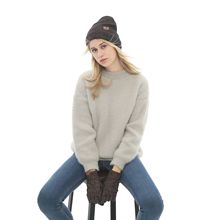 H欧美秋冬跨境女式二件套亮丝针织加绒加厚翻边毛线帽触屏手套 套