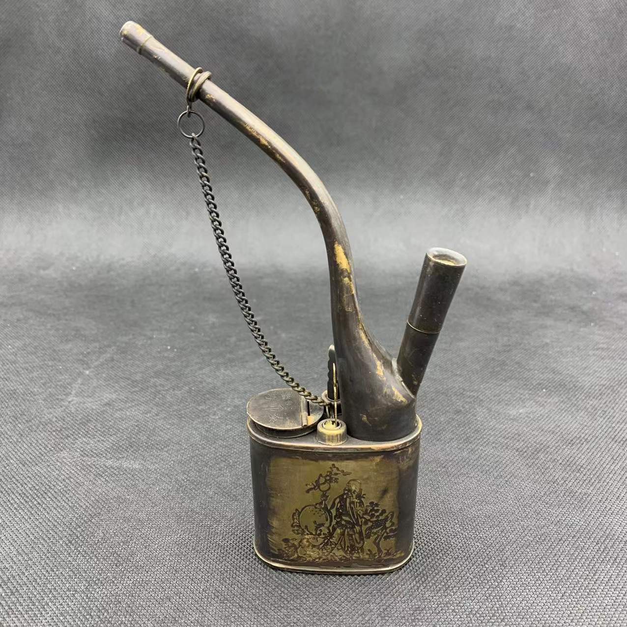 古董古玩批发民国寿比南山不老松纯铜水烟壶寿星烟壶老式图案随机